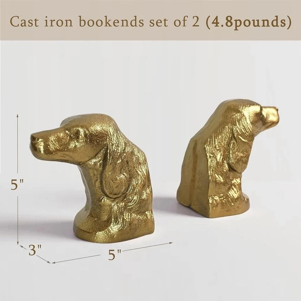 Decorative Bookends Gold Dog Heavy for Shelves