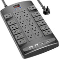 Surge Protector Power Strip - 6Ft Flat Plug Heavy Duty Extension Cord with 24 Ou
