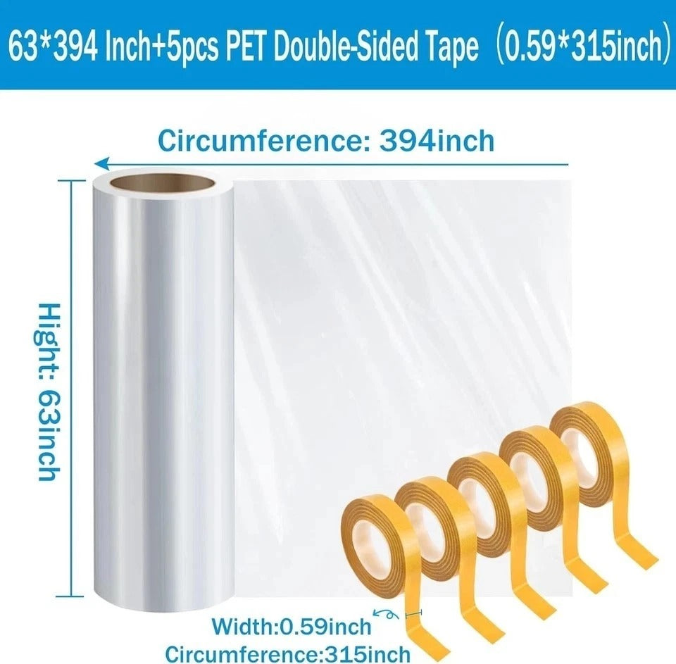 Window Insulation Kit, 63 × 394 Inch Plastic Window Coverings for Winter, Thicke