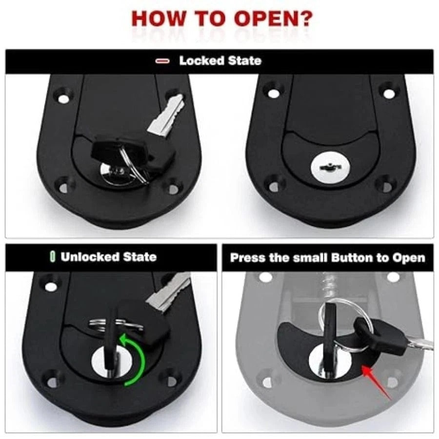 Universal Racing Car Flush Hood Latch & Pin Kit - Engine Bonnet Lock Kit -