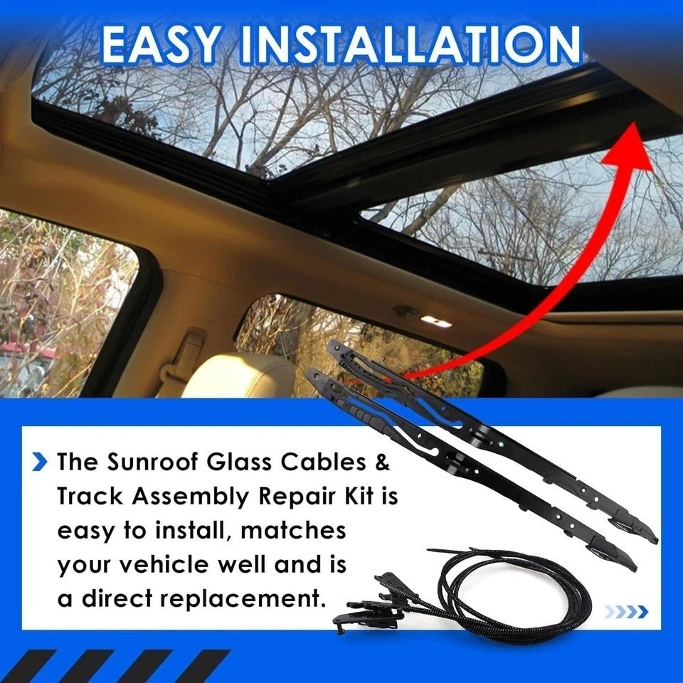 New Upgraded FL3Z16502C22 Sunroof Glass Cables & Track Assembly Repiar Kit Compa