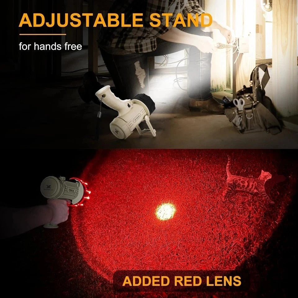 Rechargeable Spotlight Flashlight with 1000,000 Lumen LED, IP67 Waterproof Long