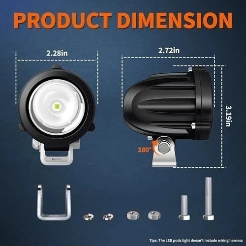 2" LED Round Light 20W Spot Driving Light Waterproof Off-Road Work Lamp White