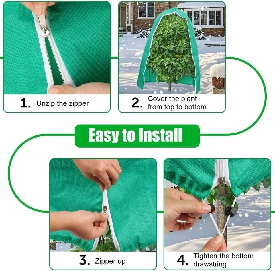 Plant Covers Freeze Protection 2-Pack, 47.3" X 70.9" Frost Covers with Zipper Dr