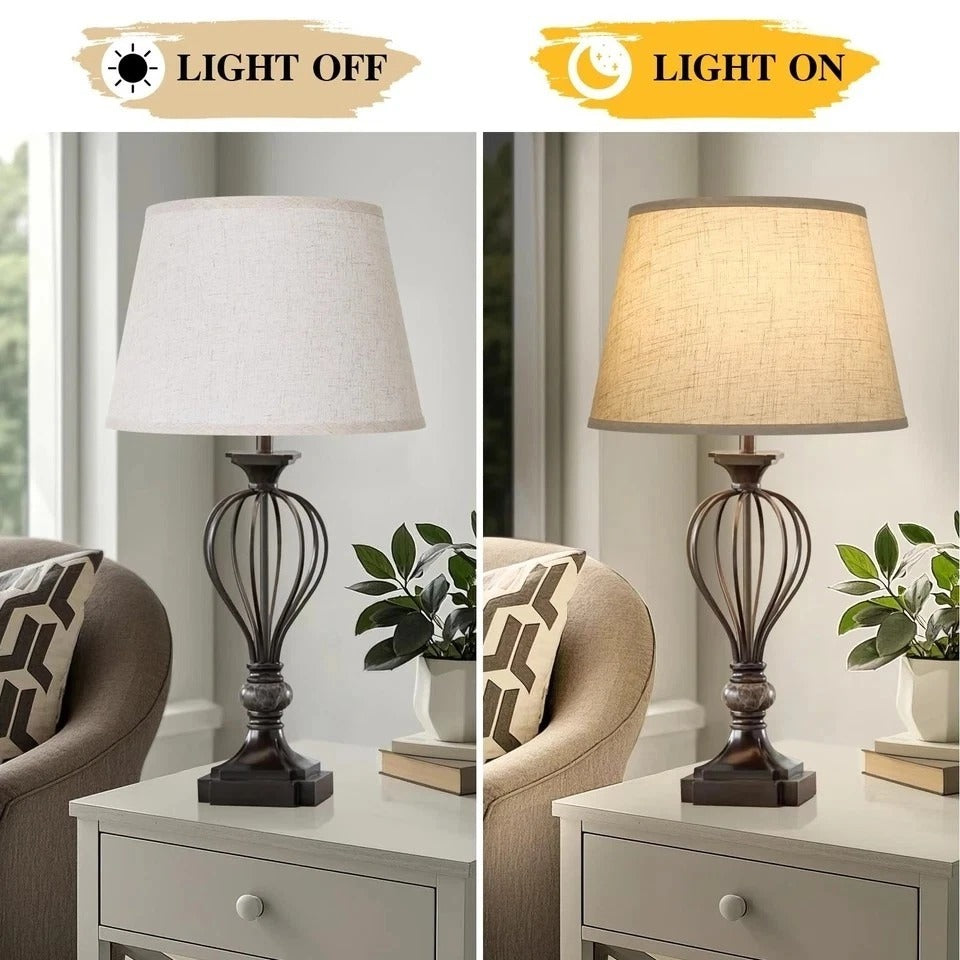 Large Drum Lamp Shades Set of 2, 12"Top x 16"Bottom x 11"High, Beige Lampshad...