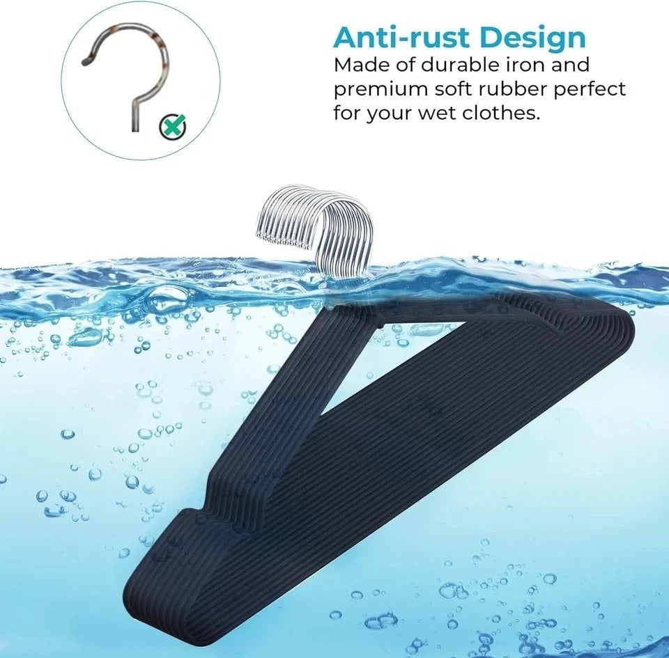 Metal Hangers 16.5" Coat Hangers - Extra Thick Wire Hangers with Non Slip Matt B