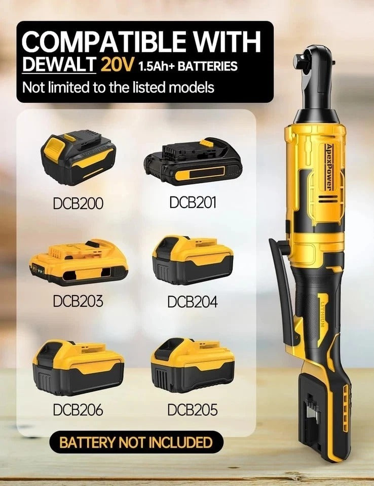 3/8 Inch Cordless Ratchet Wrench, for DEWALT 20V Max Battery, 88Ft-Lbs, 0-400RPM
