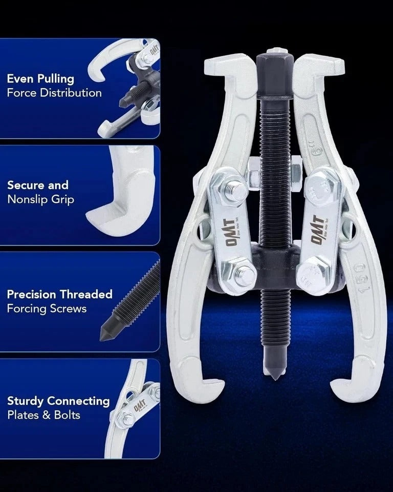 Universal Heavy Duty Gear Puller Set - 4 Sizes, 3-Jaw, Reversible Jaws, for P...
