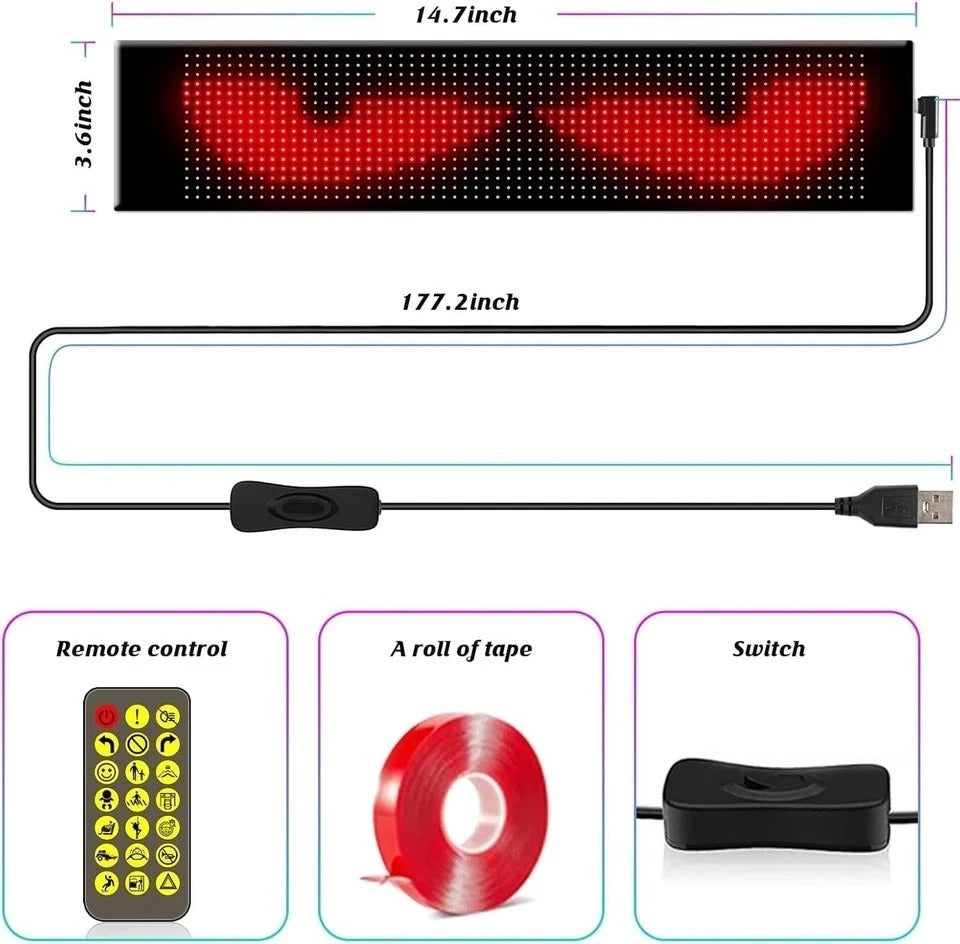 14.72"x3.62" Programmable ojos led para carro Windshield Display for 14.72*3.62