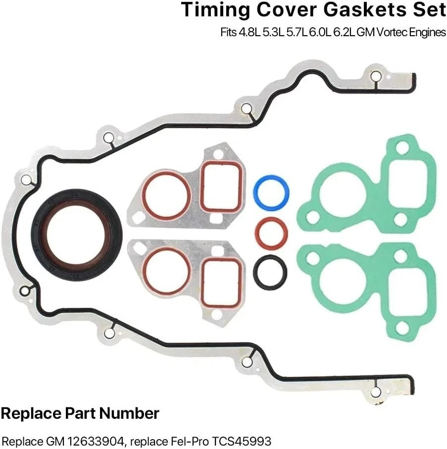 Timing Cover Gasket Set - Compatible with 4.8L 5.3L 5.7L 6.0L 6.2L - Replac