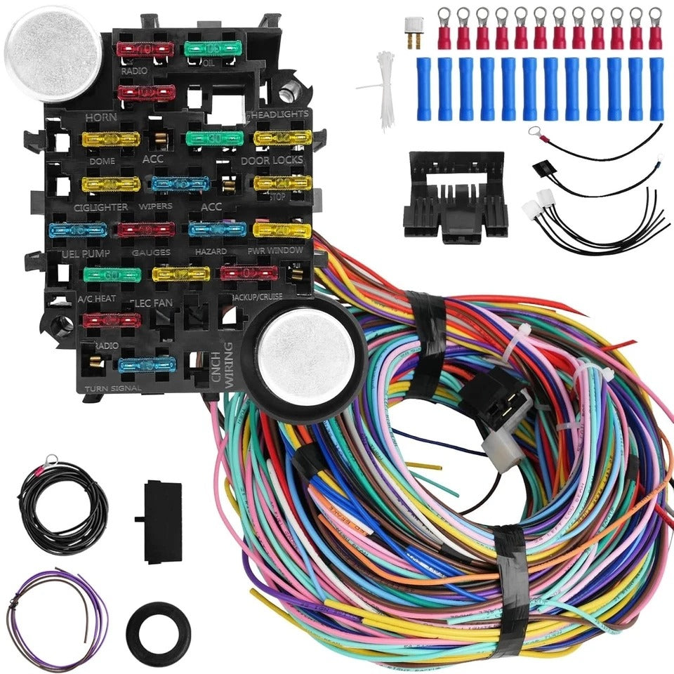 Universal 21 Circuit Wiring Harness Kit, Universal Extra Long Wire 21 Circuit Wi