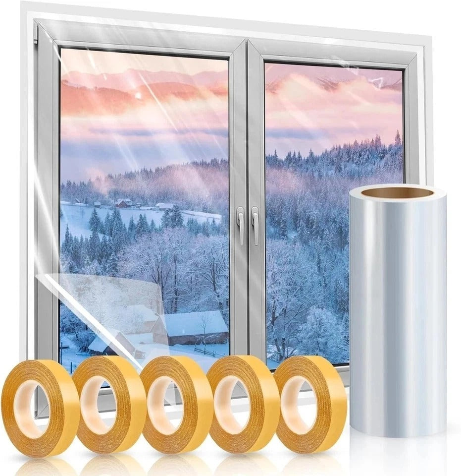 Window Insulation Kit, 63 × 394 Inch Plastic Window Coverings for Winter, Thicke