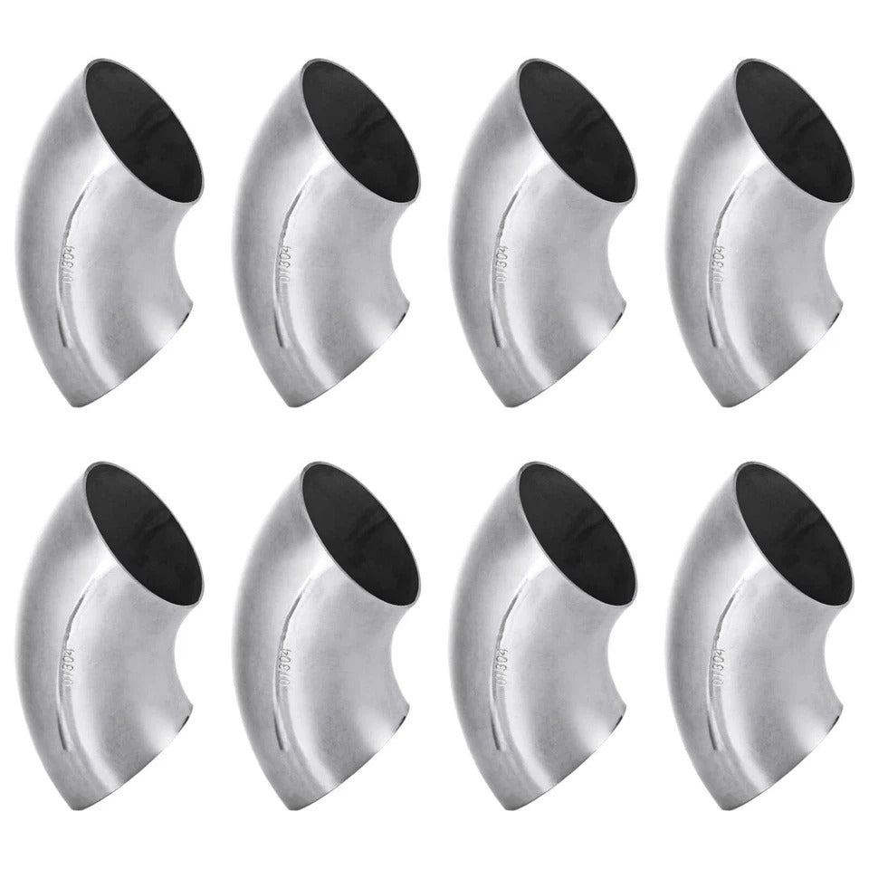 8 Pack 2.5 Inch 304 Stainless Steel Exhaust Elbow Pipe 90° Mandrel Bend Elbow...
