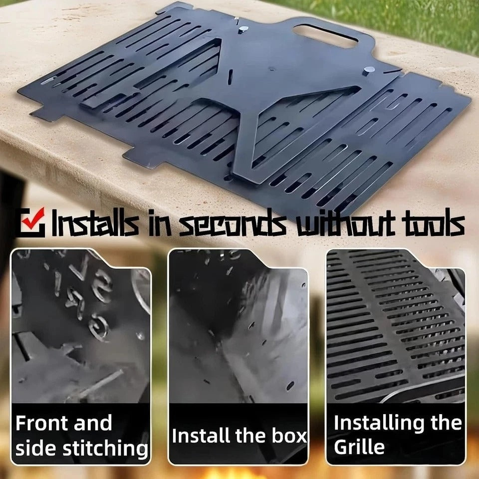 Slot Grill - Collapsible BBQ Grill For Easy Storage Steel, Stainless Steel Slot