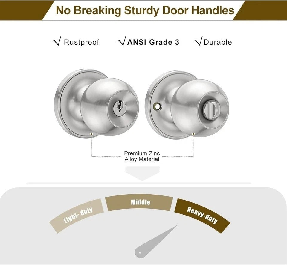 3 Pack Entry Door Knob and Single Cylinder Deadbolt Lock Set, Exterior Door Lock
