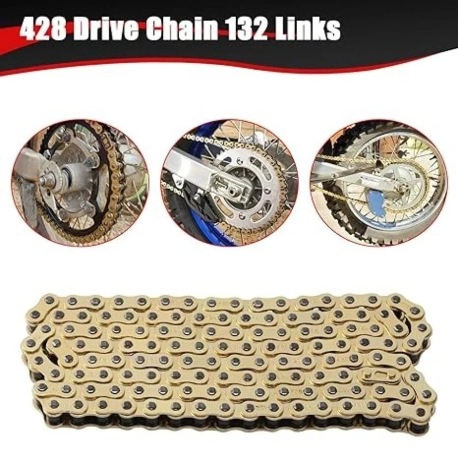 428 Motorcycle Chain 132 Link Gold with Chain Breaker for TTR125 TTR225-132