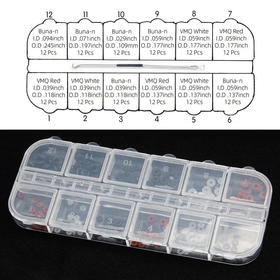 Buna-N O-Ring Tool Kit for Mini Dental Implant Replacement, 3 Sizes