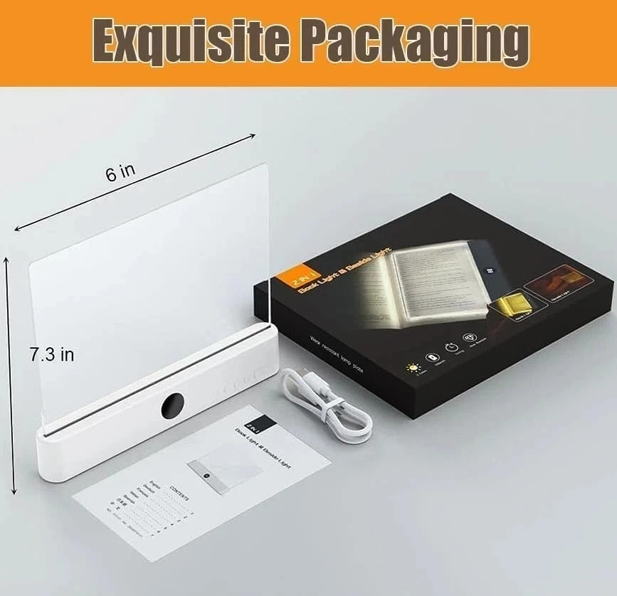 Pink Rechargeable LED Book Light 3-Color Adjustable Flat Panel w/ Timer & Memory
