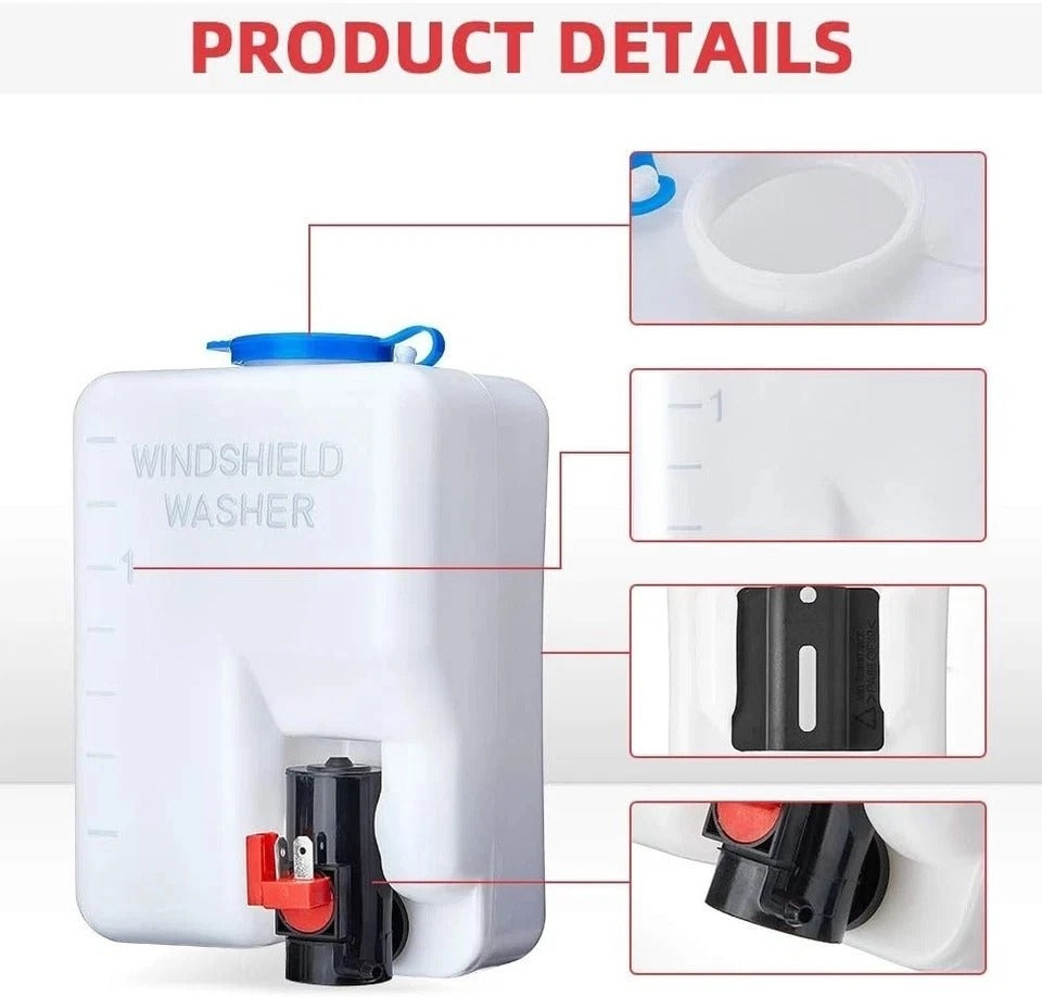 KEMIMOTO Universal Car Windshield Washer Pump Washer Fluid Reservoir Bottle Kit