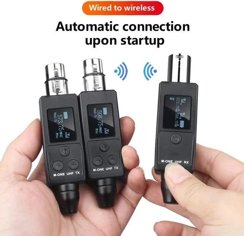 UHF Wireless XLR Transmitter and Receiver Plug-On Wireless Microphone System for