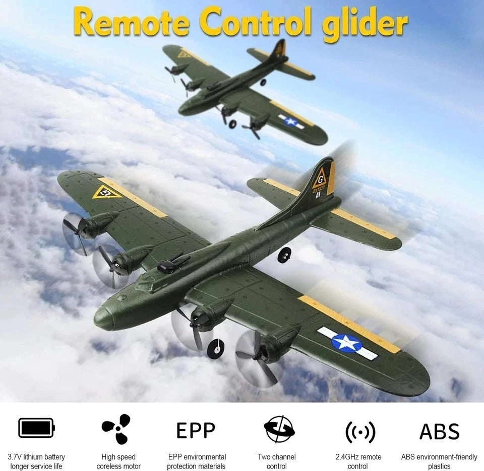 B-17 RC Plane, 2 Channel RC Airplane, 2.4Ghz Remote Control Airplane, Ready to F