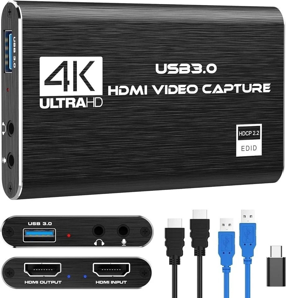 4K HDMI Capture Card for Streaming, Full HD 1080P 60FPS USB 3.0 Cam Link Game...