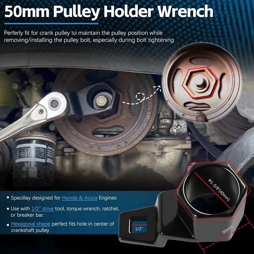 For Honda Crank Pulley Tool 19Mm Harmonic Balancer Socket & 50Mm Crankshaft Cran