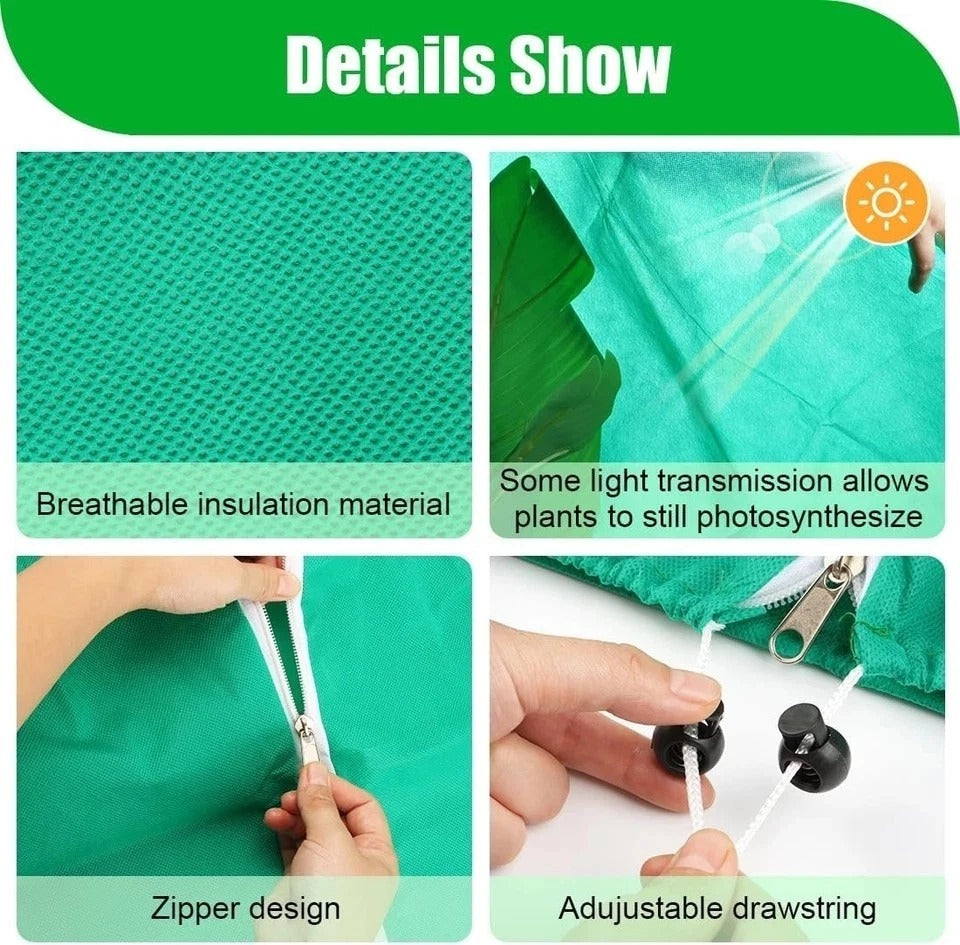 Plant Covers Freeze Protection 2-Pack, 47.3" X 70.9" Frost Covers with Zipper Dr