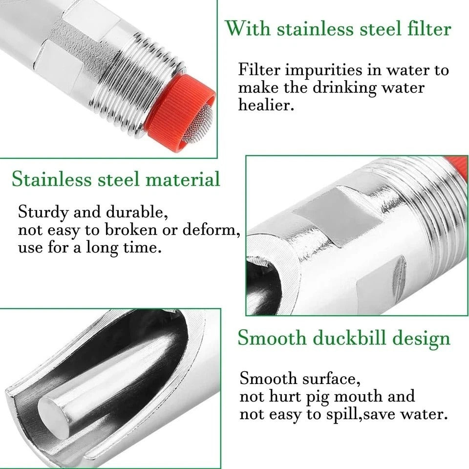 5 Sets Automatic Pig Nipple Waterer for Barrel Kit Stainless Steel Hog Drinke...