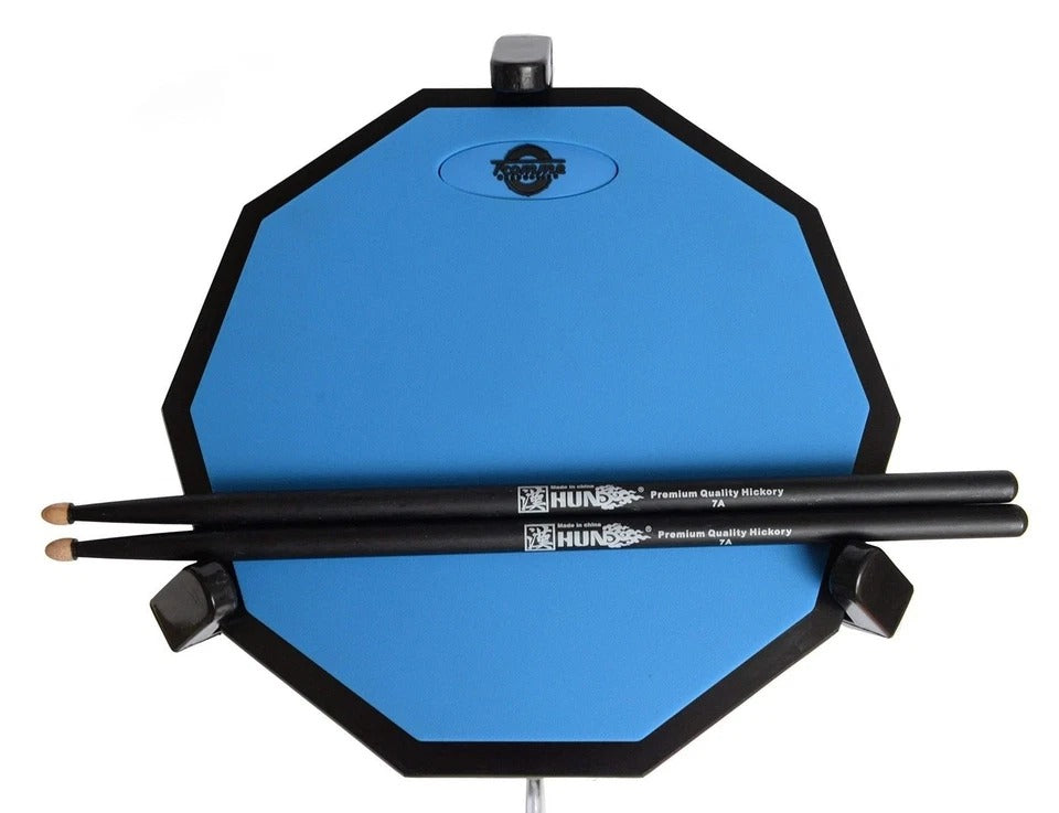 Drum Practice Pad and Carrying Case 12 Inch Silicone with Wooden Base and Re...