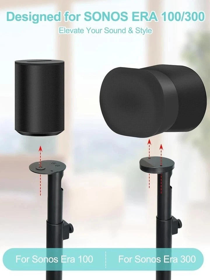 Speaker Stands Pair for Sonos ERA 100 & 300 Adjustable 22”–42” Floor Stands with