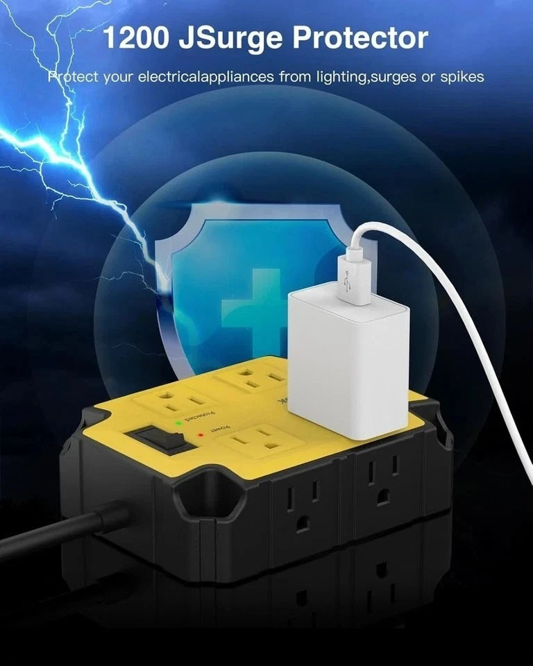 8-Outlets Heavy Duty Power Strip with 4 USB Ports(2 USB-C), Industrial Magneti