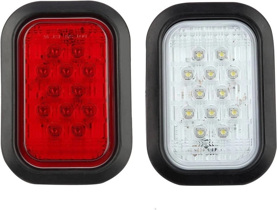 6Pcs 5"x3" Rectangle LED Stop/Turn/Tail/Brake & Backup Reverse Truck Trailer ...
