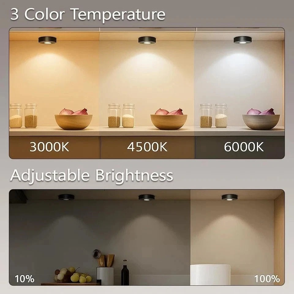 Rechargeable Puck Lights with Remote - 6 Pack LED Under Cabinet Lighting, Col...