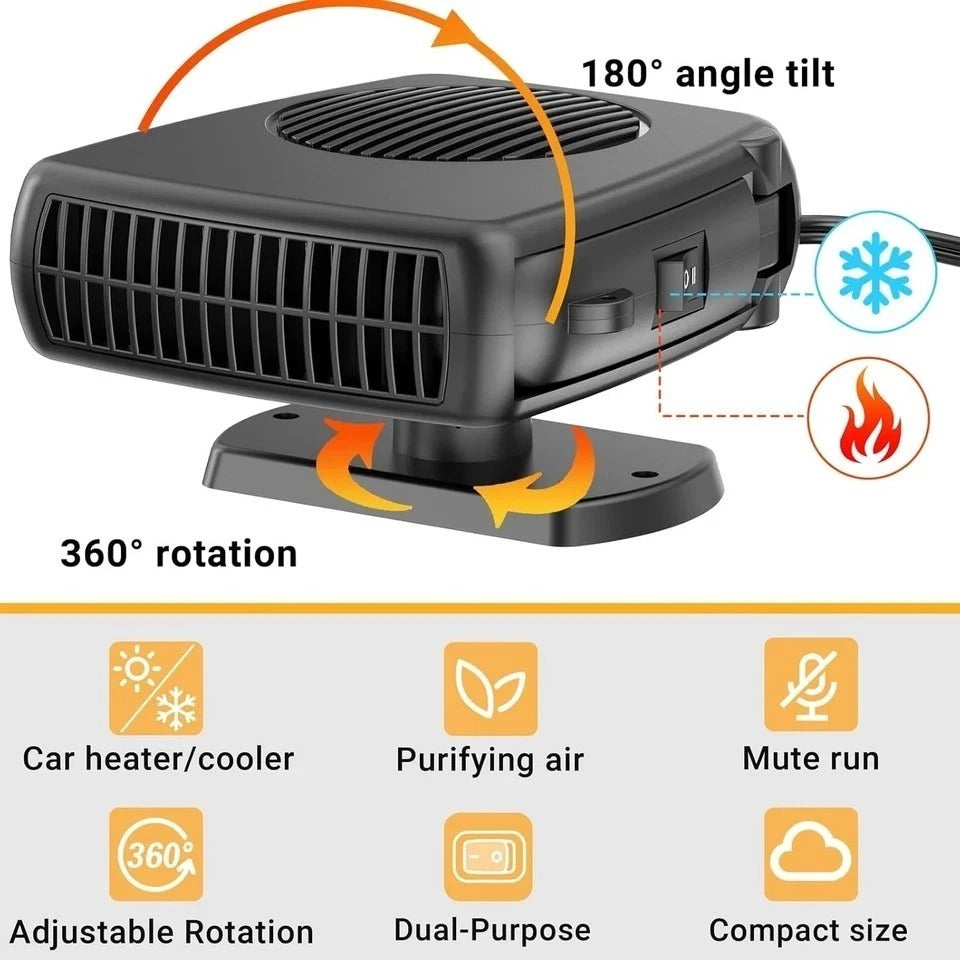 200W Car Heater, 12 Volt Portable Heater for Cars, Auto Windshield Defogger D...