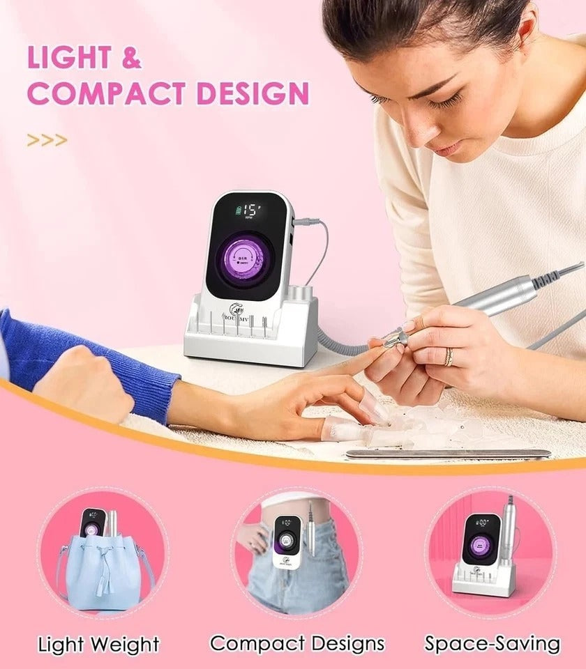 Portable Nail Drill Electric File: 40000RPM Professional Rechargeable Nail E-...
