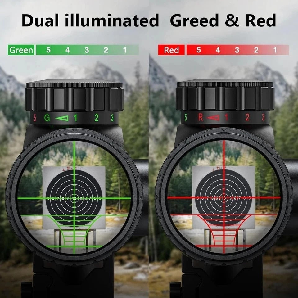 CVLIFE 6-24x50 AO Rifle Scope for Hunting - Red and Green 11mm, Black