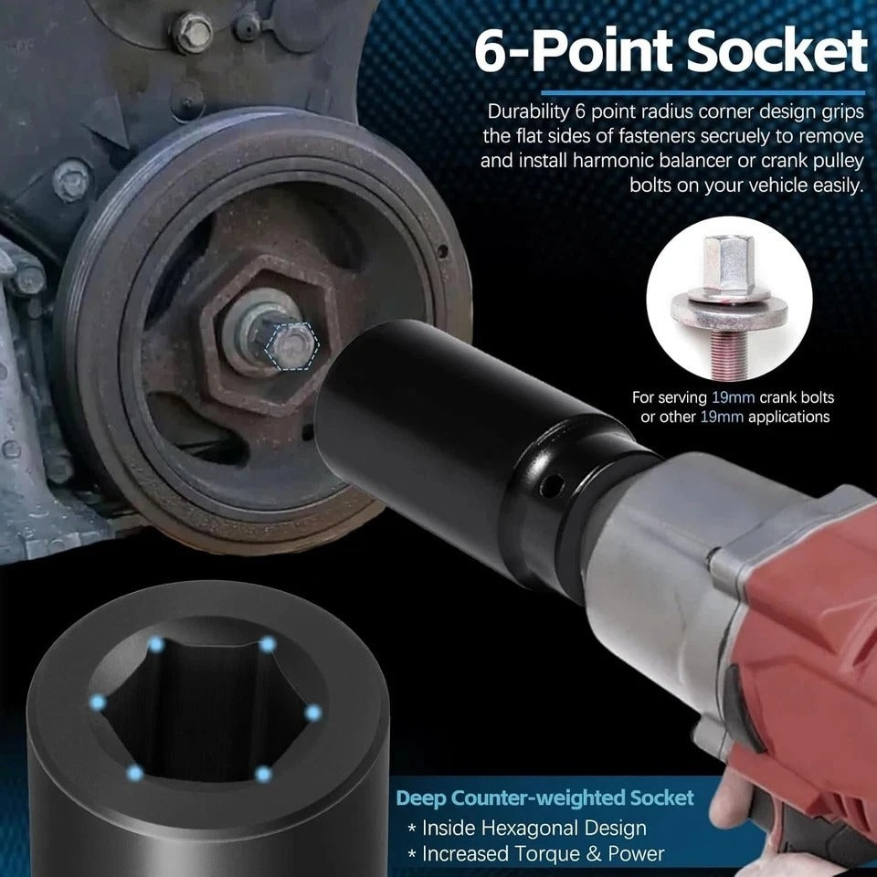 For Honda Crank Pulley Tool 19Mm Harmonic Balancer Socket & 50Mm Crankshaft Cran