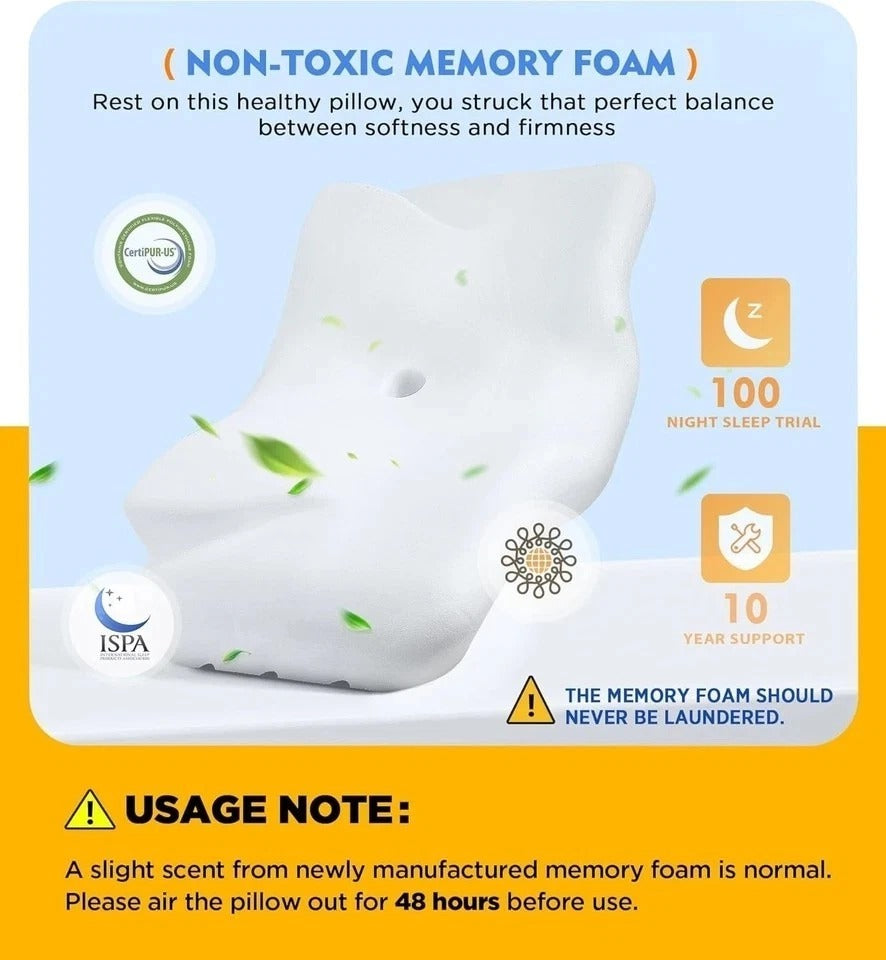 Cervical Pillow for Neck Pain Relief, Adjustable Memory Foam Support