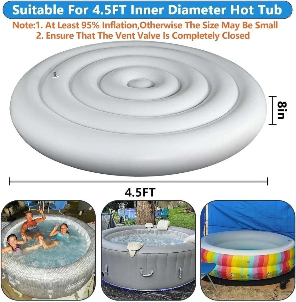 4.5 Ft Inflatable Hot Tub Cover- Energy Saving Lid for round Hot Tub- Foldable P