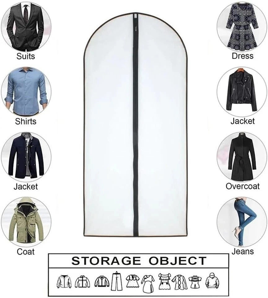 Set of 6 Plastic Garment Bags with Zipper for Suits and Coats (24'' X 40'')