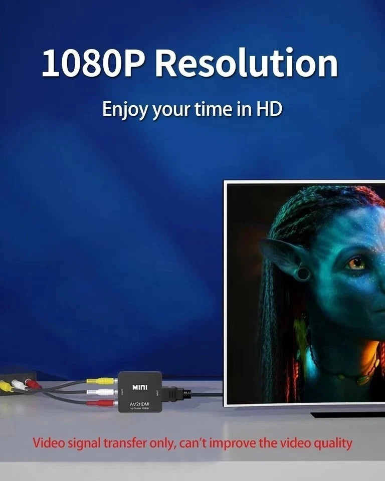 RCA to HDMI Converter, RCA to HDMI Adapter, 1080P Mini Composite CVBS AV to H...