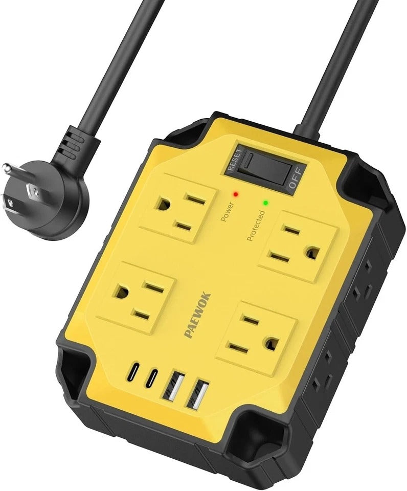 8-Outlets Heavy Duty Power Strip with 4 USB Ports(2 USB-C), Industrial Magneti