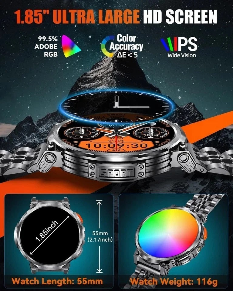 Big Screen Military Smart Watch for Men, Bluetooth Call, 114 Sports, IP68, 73...