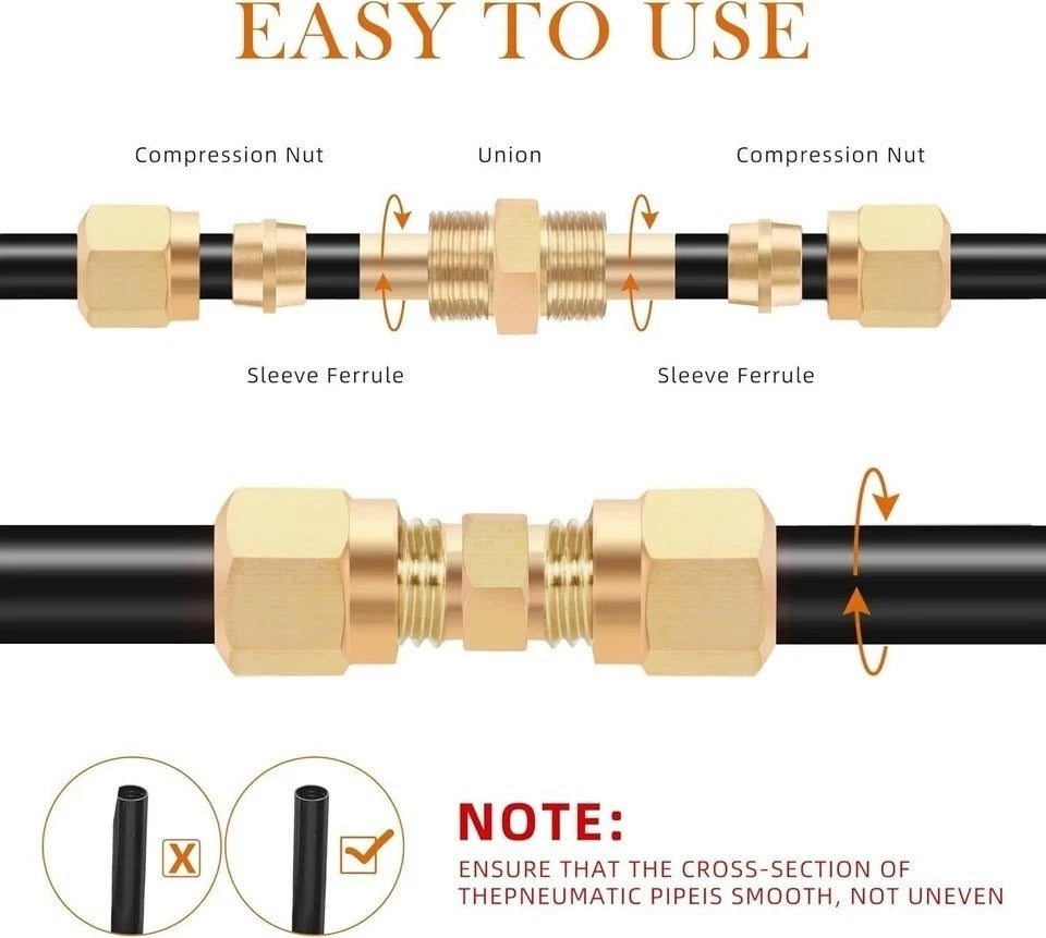 48 PCS DOT Brass Compression Air Brake Nylon Tubing Fittings,1/4" 1/8" 3/8" 1/2"