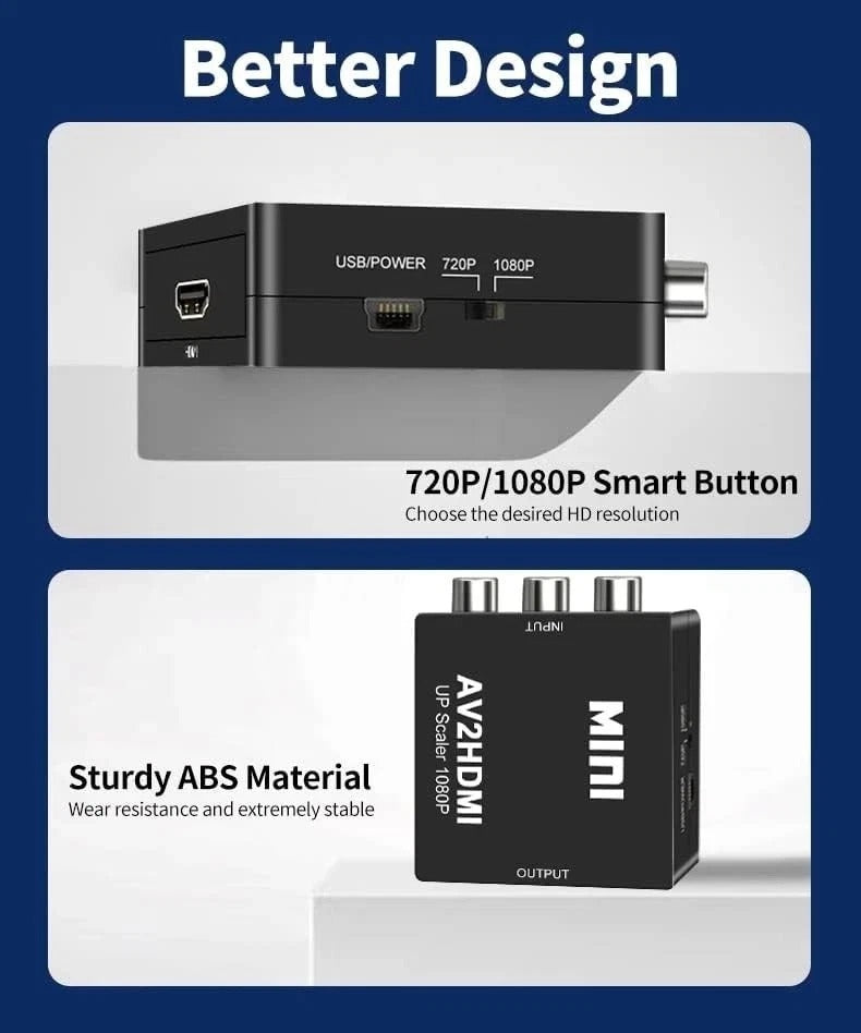 RCA to HDMI Converter, RCA to HDMI Adapter, 1080P Mini Composite CVBS AV to H...