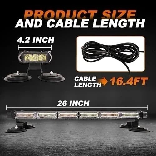 26inch 126 LED Rooftop Emergency Strobe Lights Bar Double Side Green/White