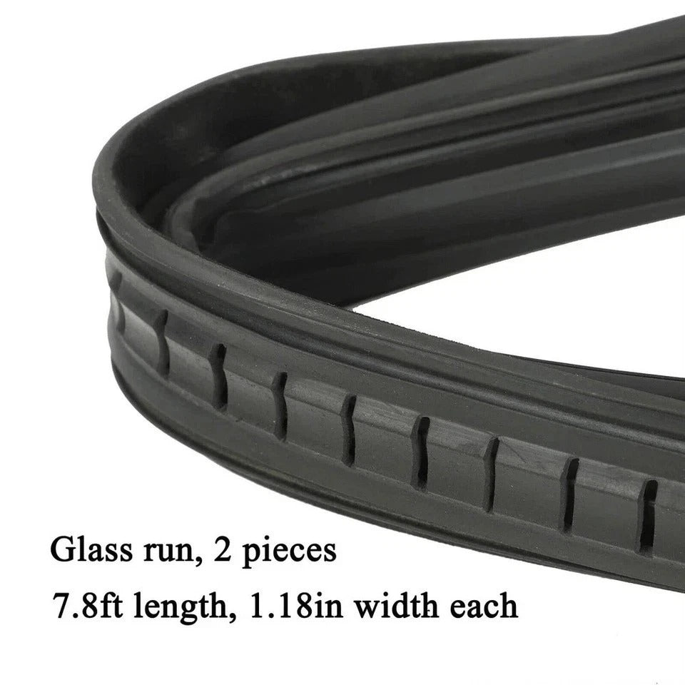 GMC Truck Front Door Window Run Sweep Felts Weatherstrip Seals Kit Set for Chevy