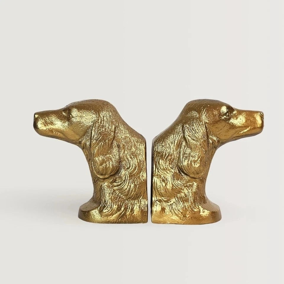 Decorative Bookends Gold Dog Heavy for Shelves