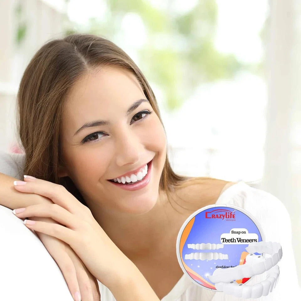 Smile Snap On Upper + Lower False Teeth Dental Veneers Denture Tooth Cover Set